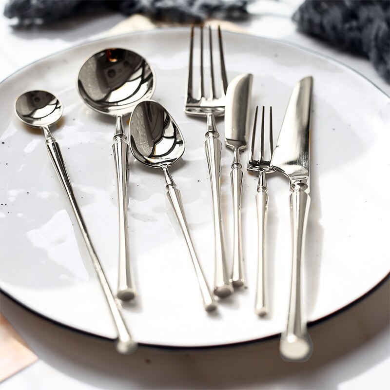 304 spiegel roestvrij staal dinermes vork lepel servies set luxe bestek zilverwerk steak koffie dessert fruit servies