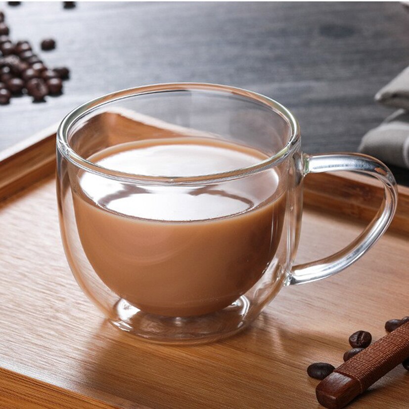Double Coffee Mugs With the Handle Mugs Drinking Insulation Double Wall Glass Tea Cup Drinkware Milk