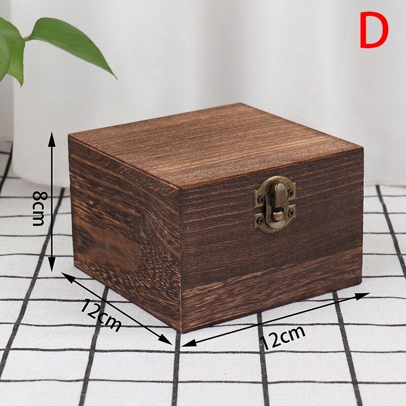 Wooden Paulownia Box Postcard Storage Organizer Box Retro Jewelry Box Desktop Handmade Wood Clamshell Storage Hand Decoration: D