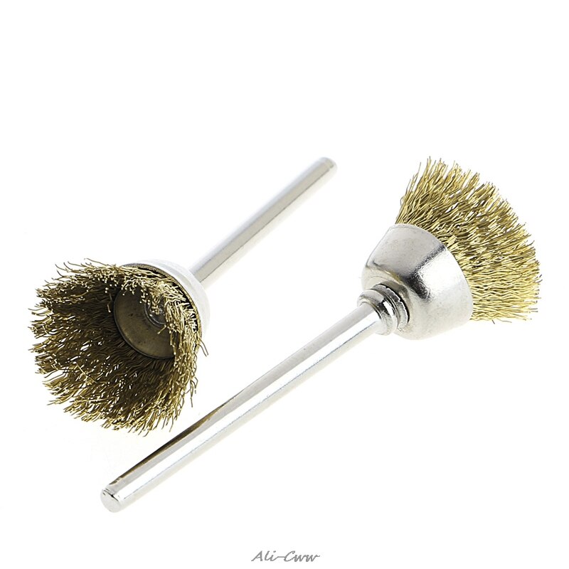 10 stuks mini draadborstels messing komschijf voor slijpmachine of boormachine 3 mm x 18mm