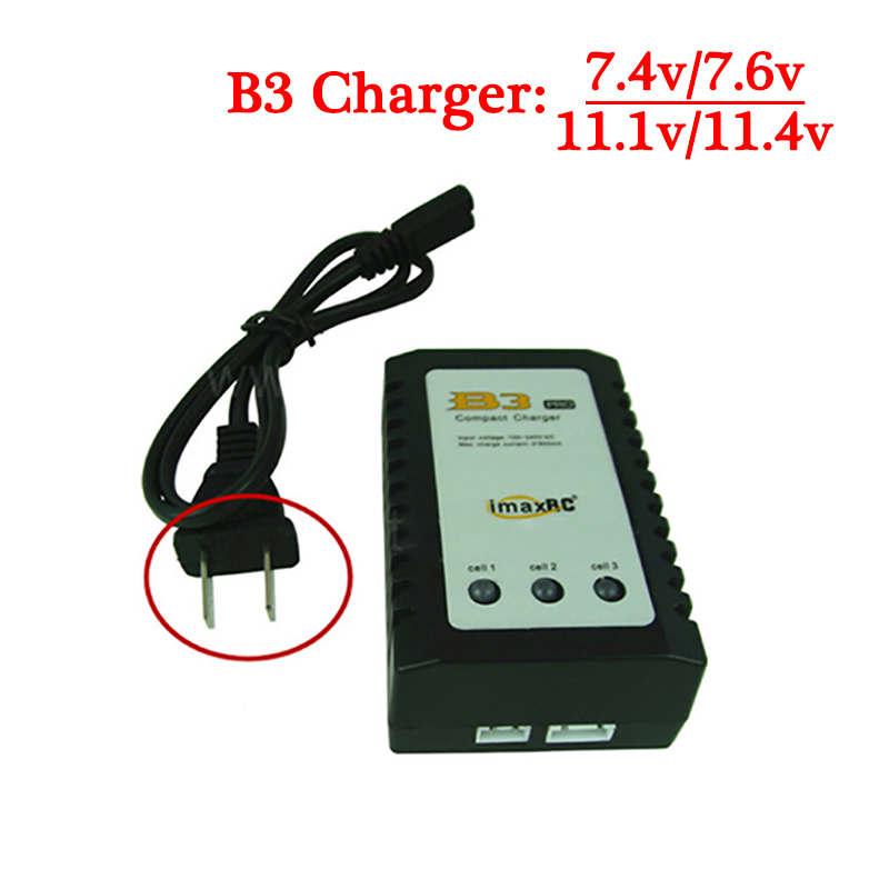 Cargador de batería Lipo de 7,4 V/7,6 v 11,1 v/11,4 v, cable de línea paralela, USB 2S 3S, B3: Negro