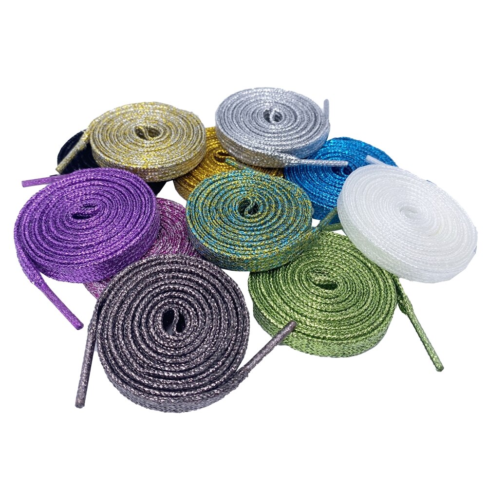 Kleurrijke Brede Kanten Schoenveters Van Sneakers Metallic Glitter Shiny Goud Zilver Sport Running Platte Pailletten Waterdichte Schoen Veters