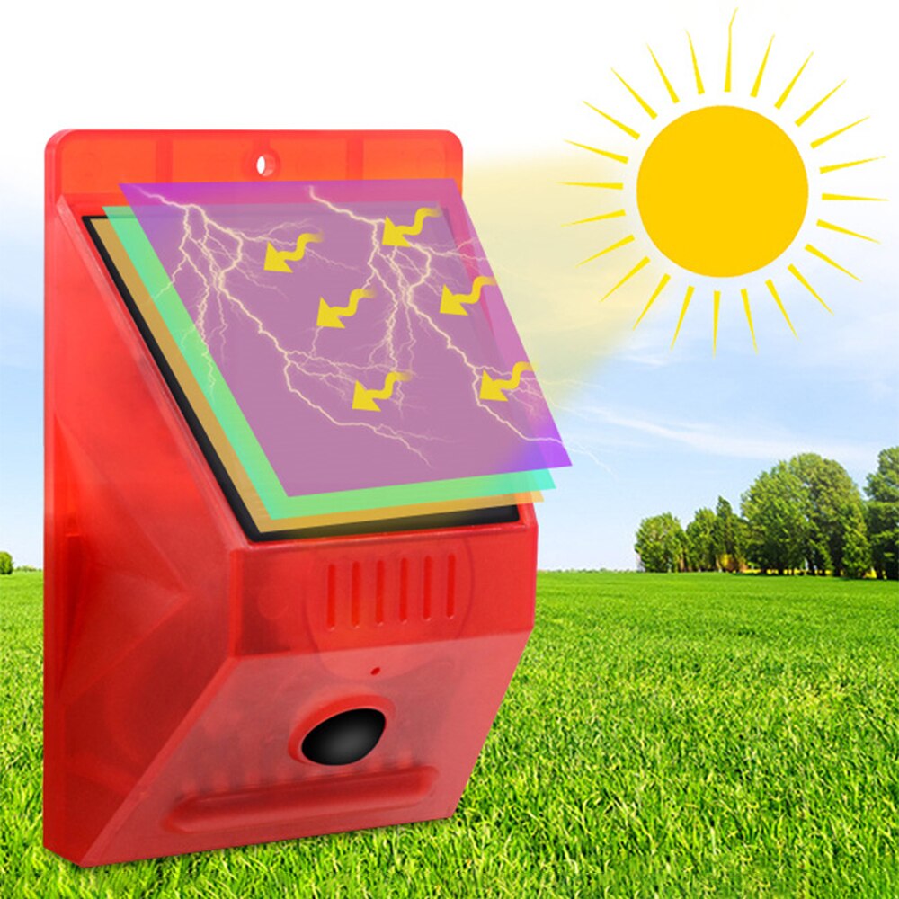 Solar ljudvarning blixt varning ljudlarm larm rörelsesensor siren strobe säkerhetslarmsystem för utomhusbruk