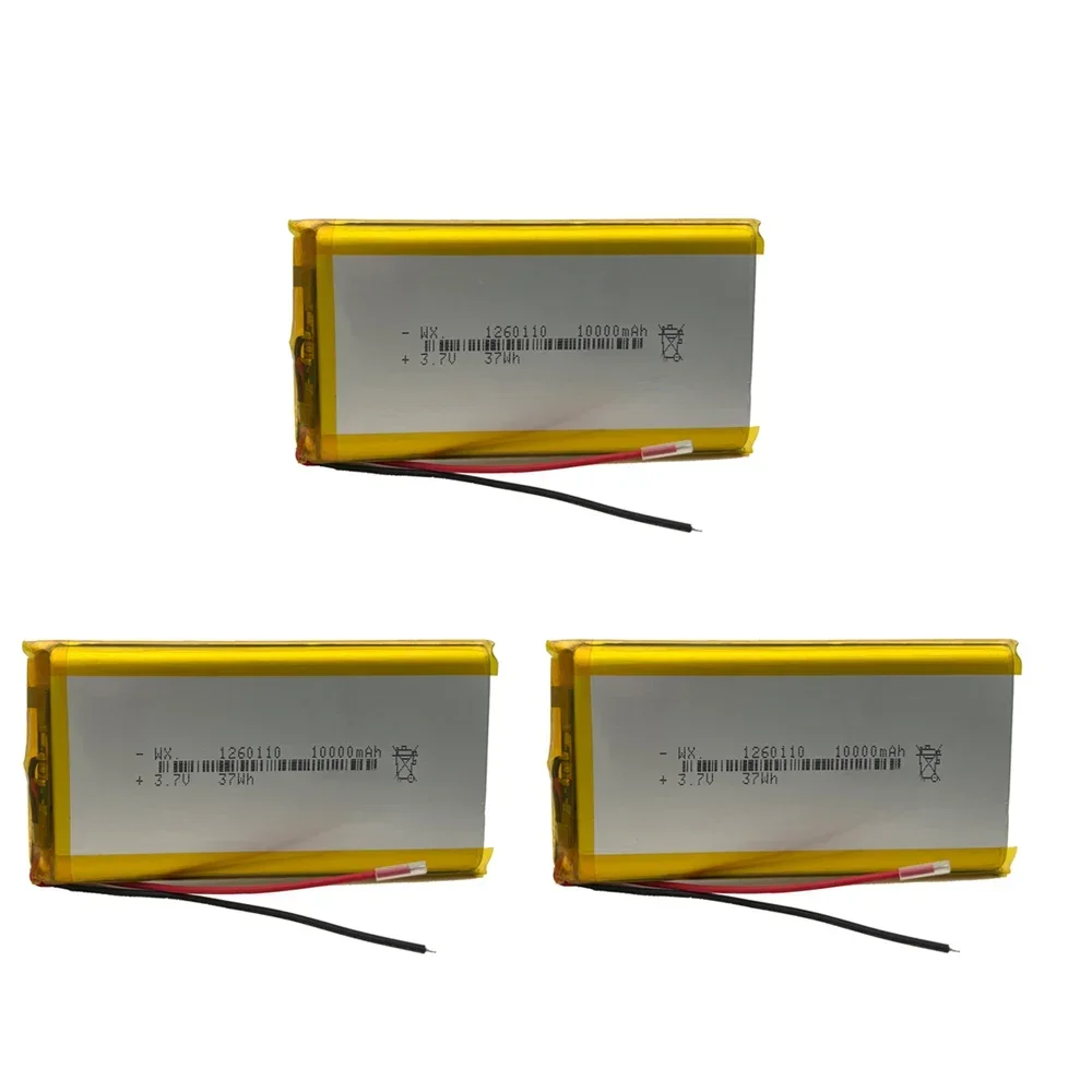 3.7v 10000mah 1260110 bateria de polímero de lítio/bateria de íon de lítio com placa de proteção para banco de potência gps 100% capacidade real: Verde