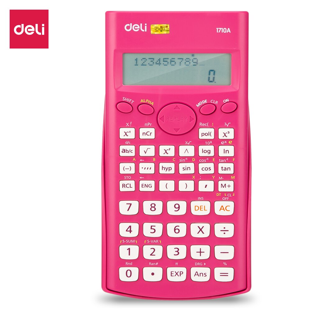 Deli 240 Functions Scientific Calculator Engineer Calculator student 10 + 2 Digits Blue Green Pink E1710A: Pink