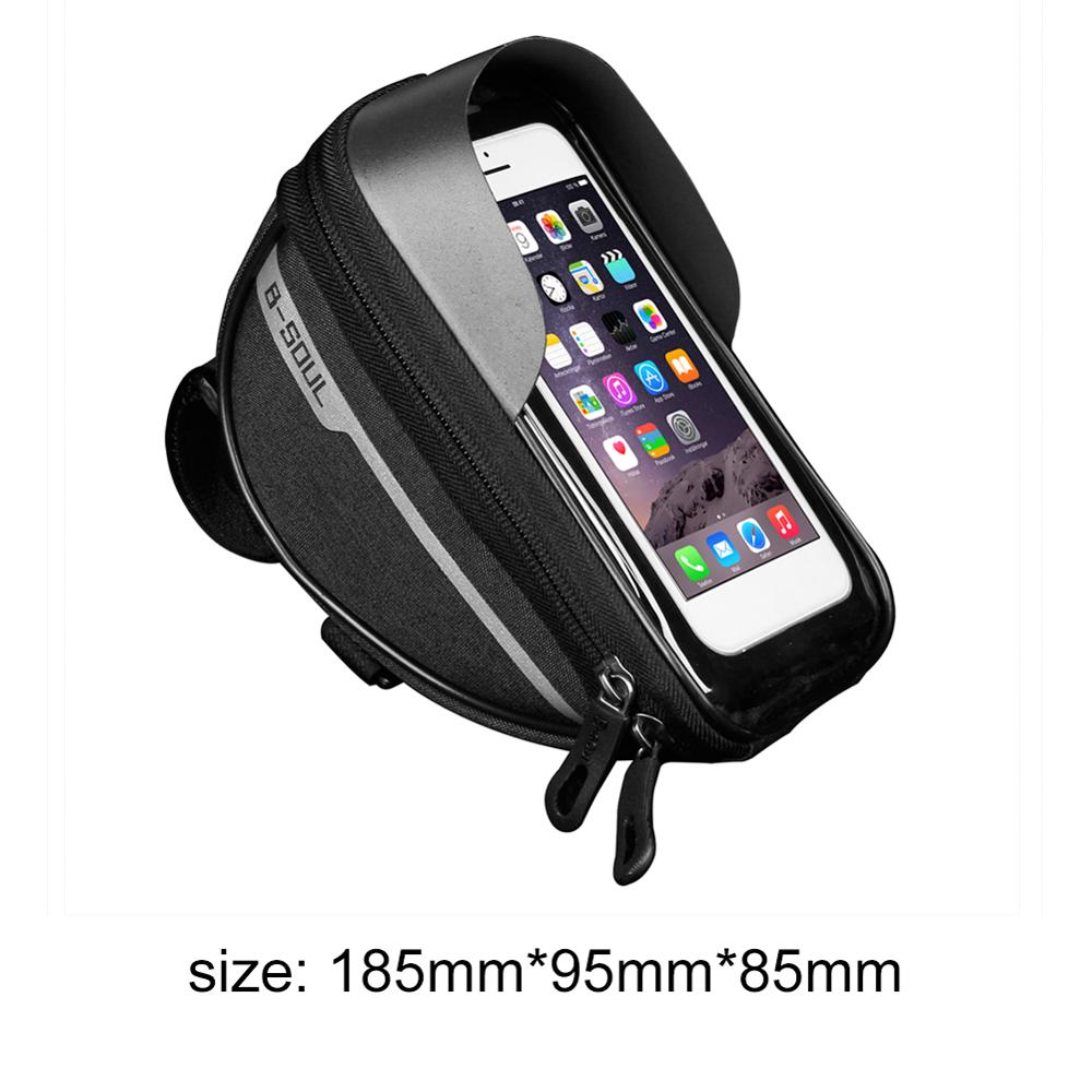 B-SOUL Bike Fietsstuur Telefoon Bag Fietsen Voor Tube Touchscreen Fietstas Waterdicht Telefoon Houder Voor Outdoor Riding: Black