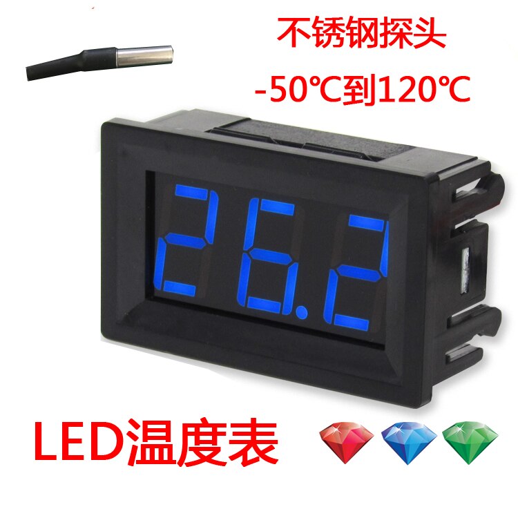 1pc 12V Digital Thermometer Temperature Monitoring Tester with Temp Probe Thermocouple Sensor LED Meter Gauge -50~120C
