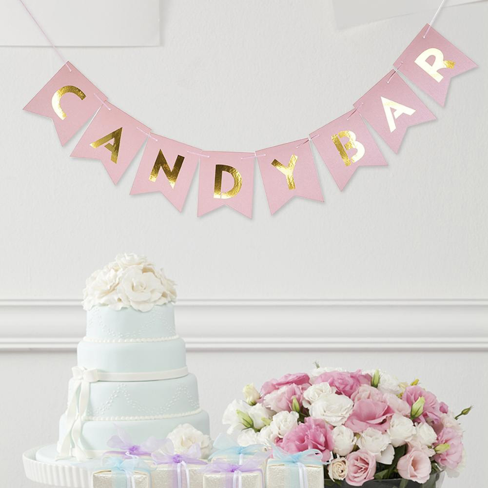 Glitter Letter Candy Bar Banner Flag Wedding Birthday Party Supplies Decorative Banner Party Decoration