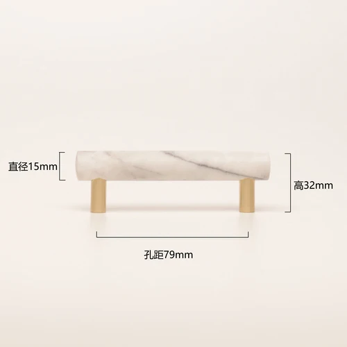 Tiradores de armario de latón + mármol, pomos de armario, tiradores de cajón de latón y piedra, perilla de tocador, manija de armario, herrajes para muebles europeos: Blanco