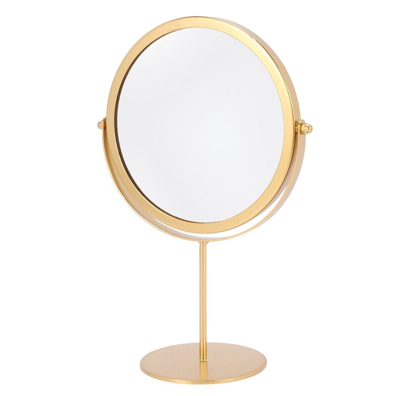 Standing Portable Metal Makeup Mirror Round Shape Desktop Vanity Mirror