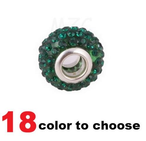 Mieszane białe gorące 14MM 50 sztuk/partia żywica Rhinestone posrebrzane rdzeń Big Hole kryształowe koraliki europejskie n4254 dopasowane bransoletki z charmsami.: 8