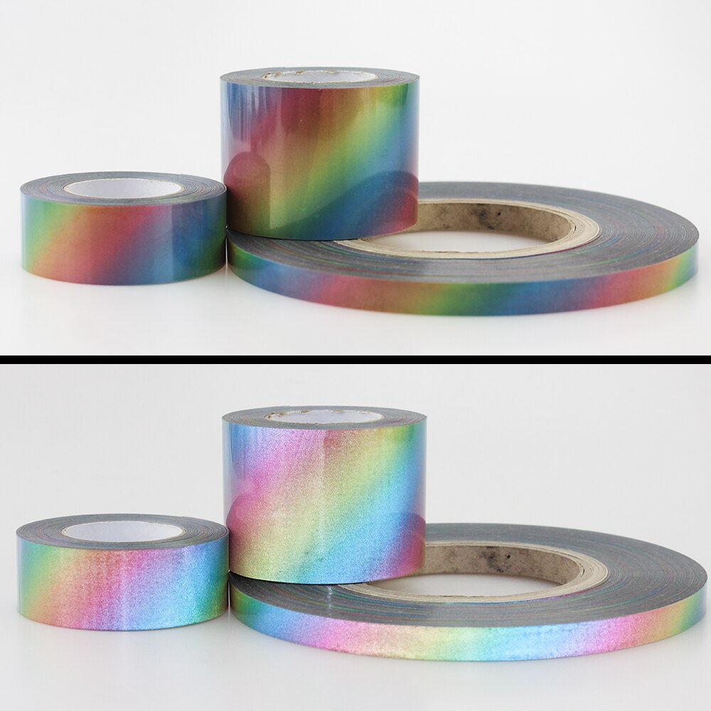 Iron on Rainbow Silver Reflective Tape Heat transfer Vinyl Film DIY Tape For Clothing