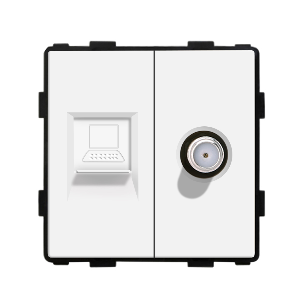 White Plastic Frame EU Wall Plug RJ45 TV ST HDMI CAT6 USB Sockets Mechanical Switch Function Parts DIY Free Combination