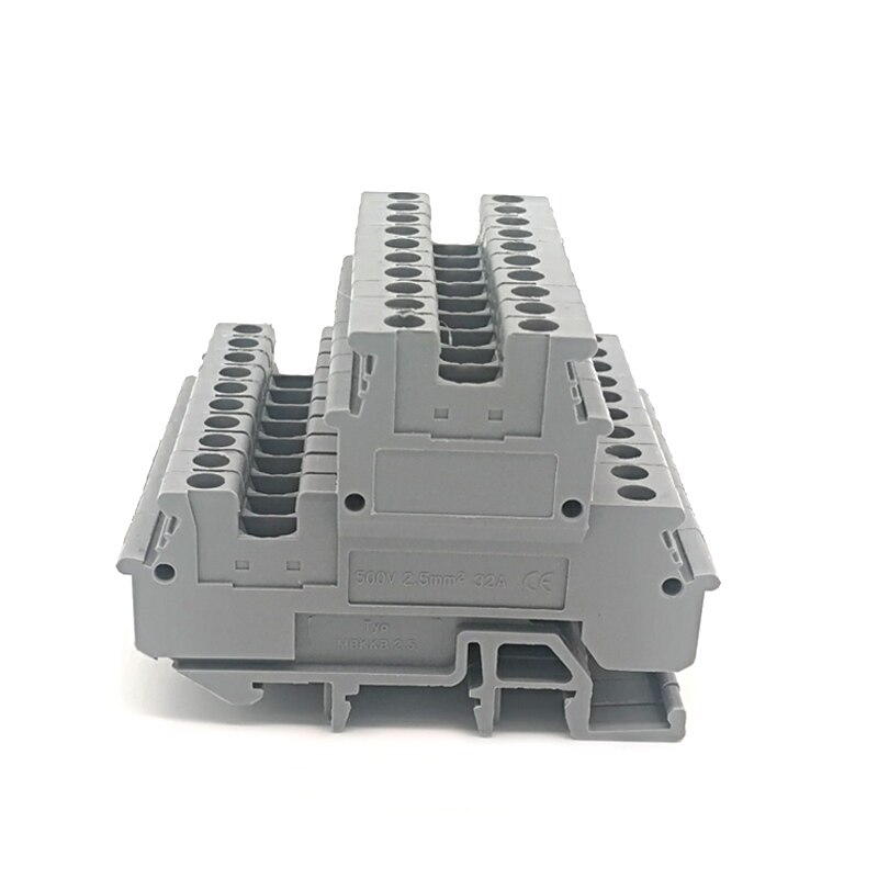 2Pcs Din Rail Dual Row Screw Terminal Blocks MBKKB2.5 Morsettiera Electrical Wire Double Terminals Block Connector Bornier 24A