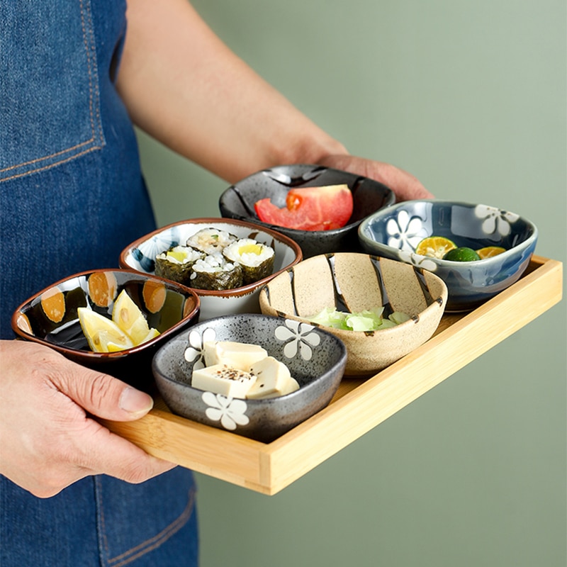 RHE Japanischen Kreative Keramik Gericht Quadratische Restaurant Geschirr Küche Lebensmittel Sauce Teller Kleine essig geschmack bord snack platte