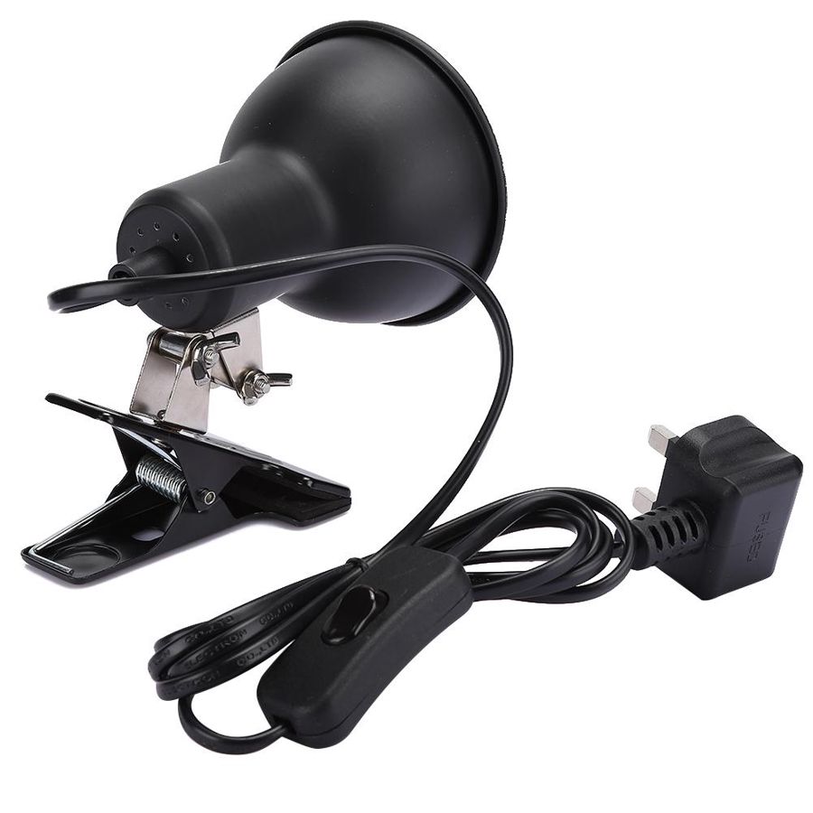 Reptile Box Heating Lamp Stand Pet Light Bulb Holder Lampshade with Switch Not Easy to Deform Sturdy and Durable (UK 220V)