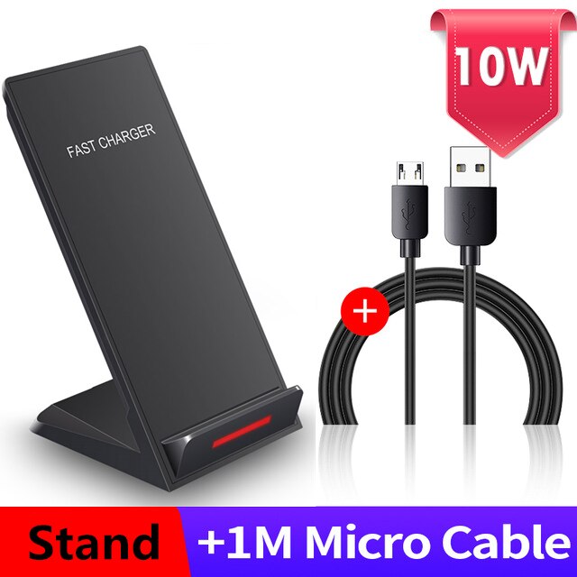 Fdgao Draadloze Oplader Stand 15W Qi Snel Opladen Station Type C Usb Kabel Voor Iphone 12 11 Pro Xs xr X 8 Samsung S21 S20 S10: 10W Stand Black