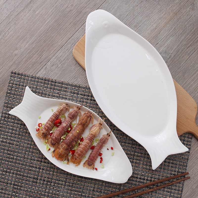 Solid White Plates Fish Dish Bone China Ceramic Plates big size solid white dinner plate
