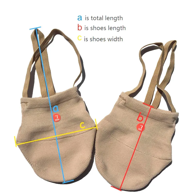 Prof. Zapatos de gimnasia rítmica de competición Medias calcetines suaves tejidos, zapatos de baile de color piel