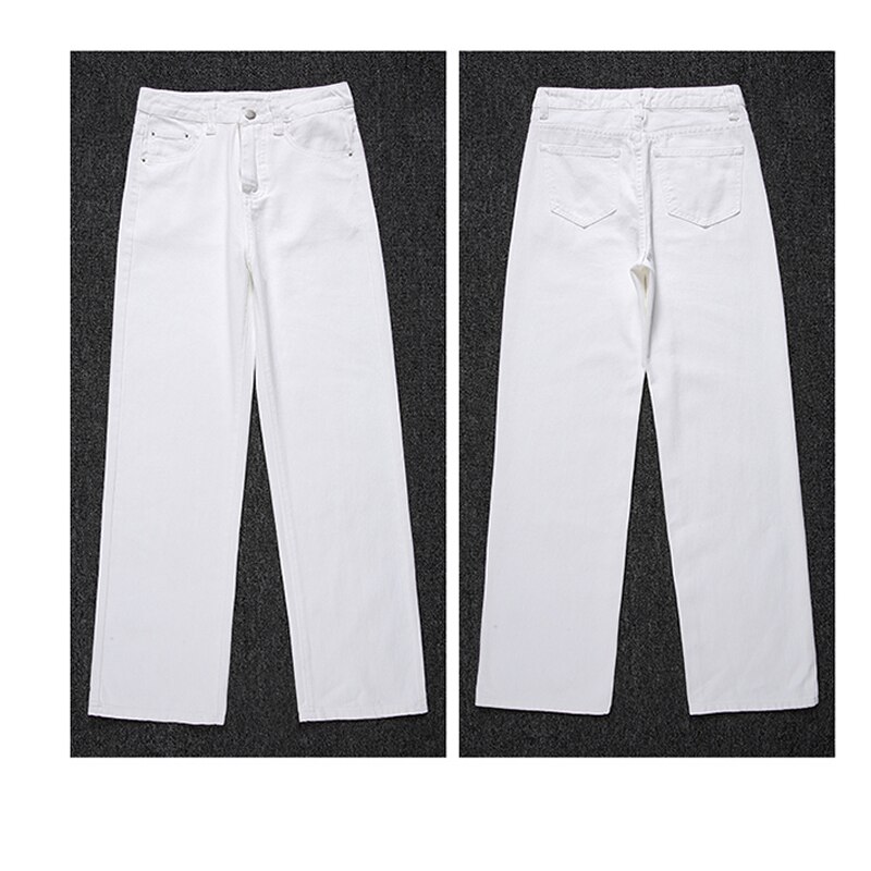 White Jeans Women High Waist Wide Leg Woman Jeans Pants Pantalones Denim Trousers Casual Female Cotton Loose Pants Woman Jeans