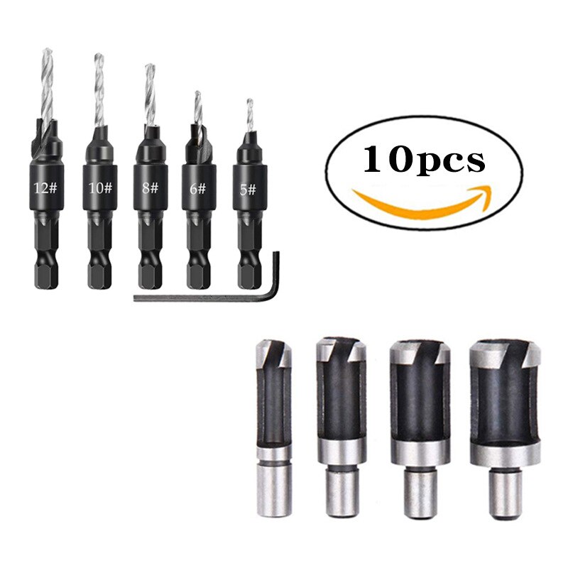 Woodworking Countersunk Drill Set With Hexagonal Handle: 4MS 6BS