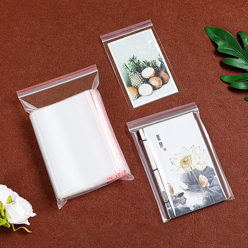 100pcs/pack Resealable Zip Lock Bags Self Seal Clear Plastic Poly Bag Food Storage Package Reclosable Vacuum Fresh Bag