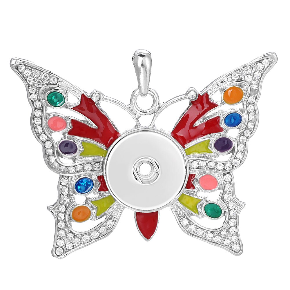 Colorful Butterfly Snap Button Pendant Jewelry Fit 18mm Metal Snap Buttons Jewelry Snap Pendant Necklace ZG146: 10