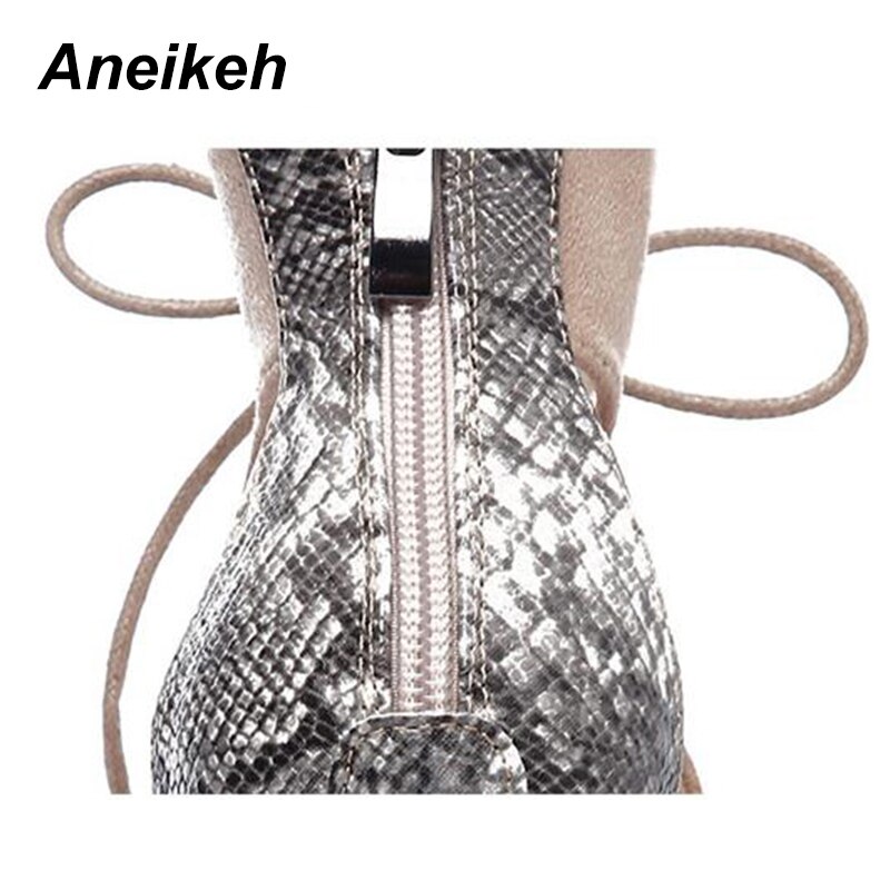 Aneikeh forår kvinde sko slange korn splejsning rem sandaler vis 35-42 rom ankel rem åben tå fest sandaler