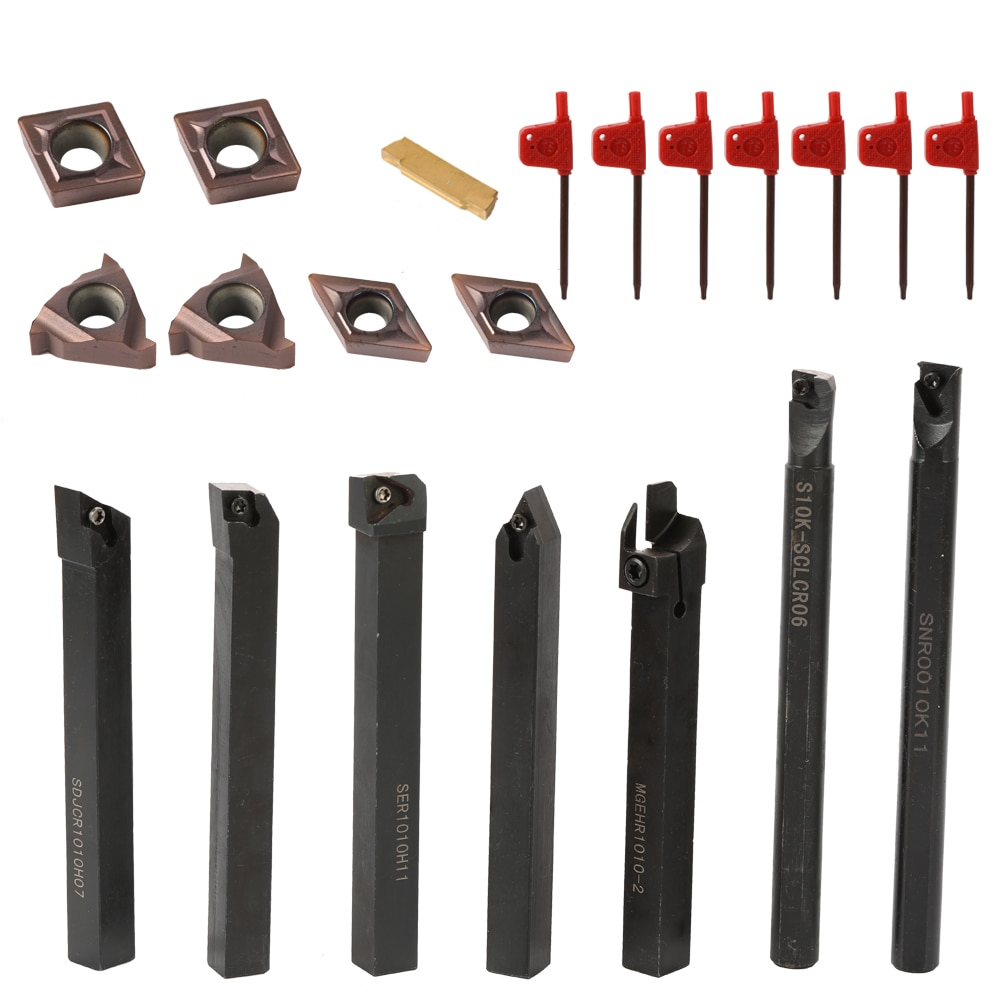1 sett dreiebenk dreieverktøy dreiebenk verktøy holder solid karbid innsatser holder kjedelig stang dreiebenk kutter metall dreibar industriell
