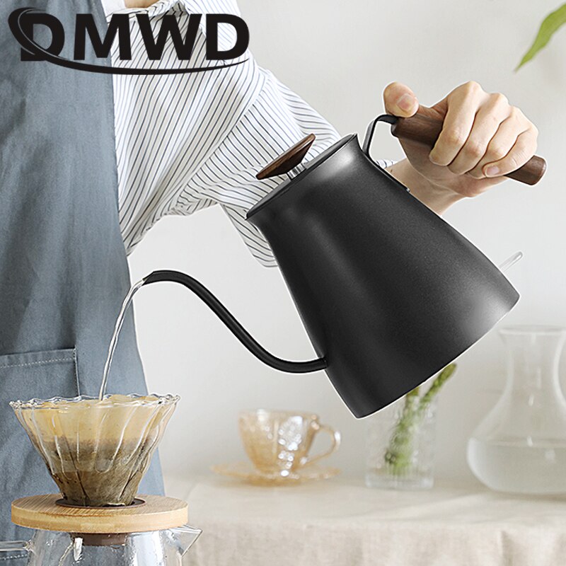 DMWD-hervidor de agua eléctrico para el hogar, tetera de acero inoxidable para hacer té, café a mano, calentador de agua de 1L