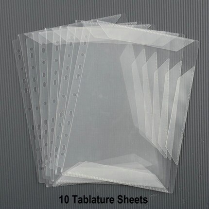 PU Leather Ring Binder A4 Paper Music Tablature Document Organizer File Folder Transparent Sleeves Sheet Protector Binder Folder: 10 sheets