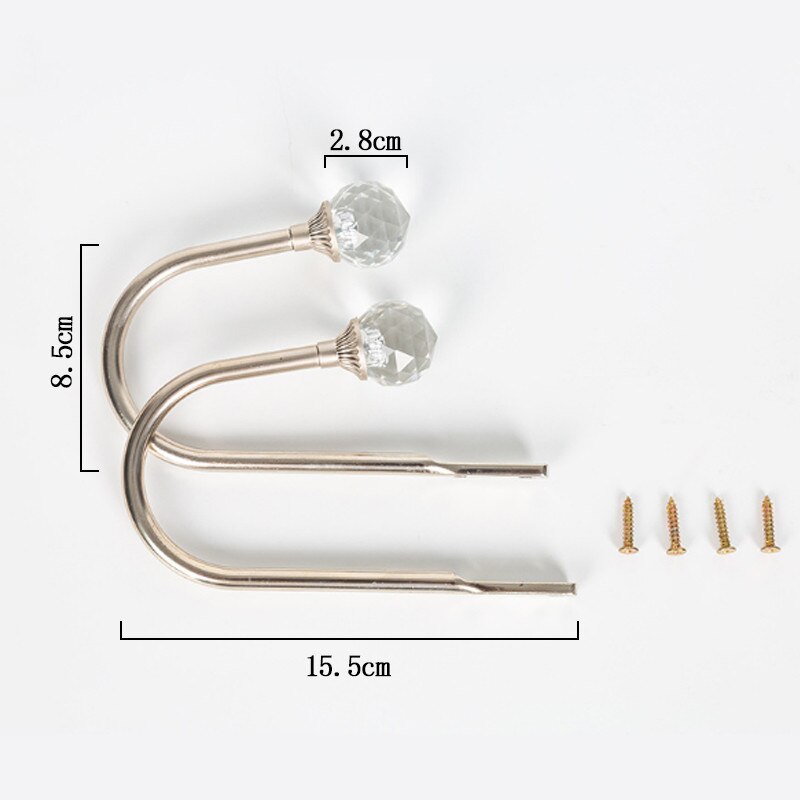 Solid Luxury Crystal Glass Curtain Holdback Wall Tie Back Hooks Hanger Holder Curtain Wall Hooks 2pcs: 11 2pcs