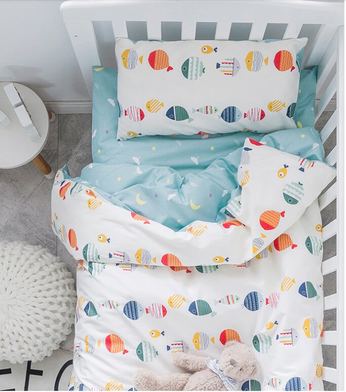 3 Stuks Baby Beddengoed Set Leuke Dier Katoen Wieg Beddengoed Kit Cartoon Omvat Kussensloop Laken Dekbedovertrek Zonder filler: 14