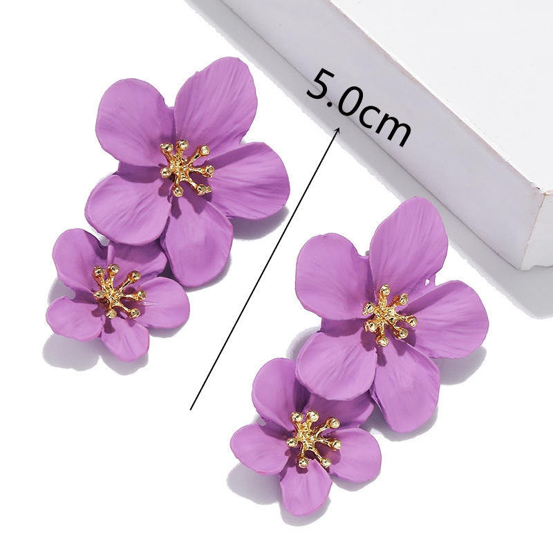Pendientes colgantes geométricos de mariposa y flor púrpura para mujer, Margarita, corazón, redondo, cuadrado, Brincos, joyería de boda dulce: Estampado en caliente