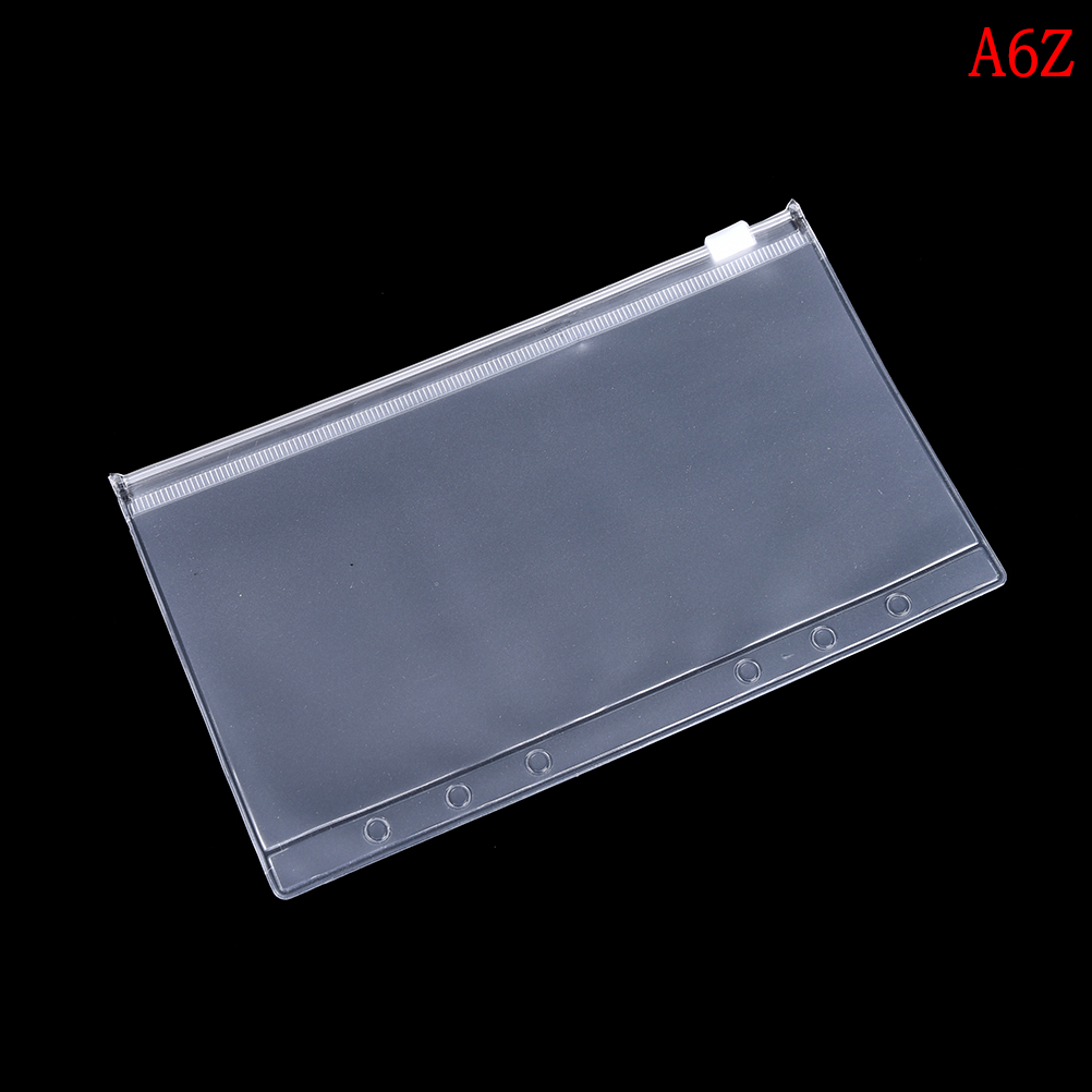 A5/A6 PVC Transparent Zip Lock Envelope Binder Pocket Refill Organiser Stationery for 6 Holes: A6Z