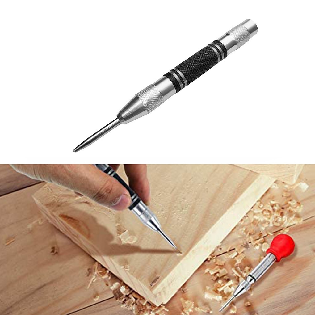 Upgrade Automatic Center Pin Spring Loaded Mark Center Punch Tool Wood Indentation Mark Woodworking Tool Bit Punch Needle