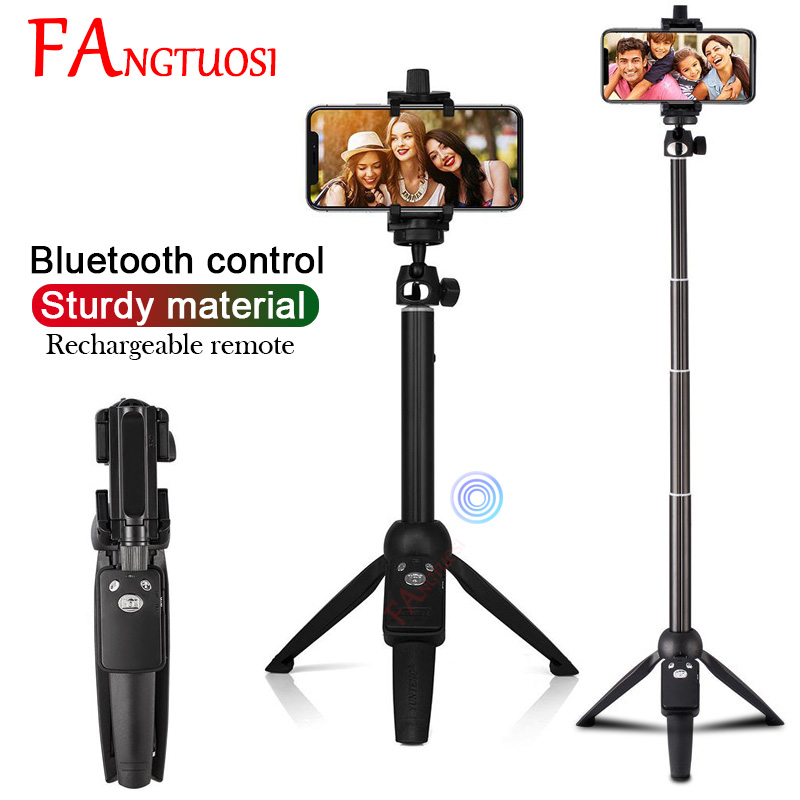 Fangtuosi Bluetooth Selfie Stok Statief Uitschuifbare Opvouwbare Monopod Met Draadloze Afstandsbediening Voor Telefoon Action Camera