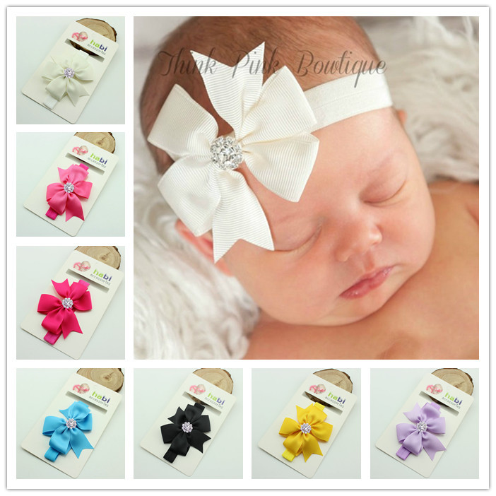 1 Piece MAYA STEPAN Baby Headband Ribbon Bowknot DIY Infant Kids Hair Girl Newborn Bows crystal Turban Elastic Toddler Handmade