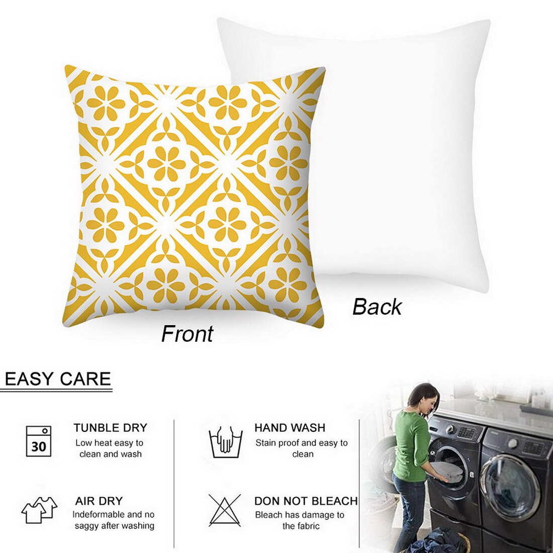 Junejour | 45 × 45cm geel gestreepte kussensloop geometrische sierkussen kussensloop print kussen kussensloop slaapkamer kantoor