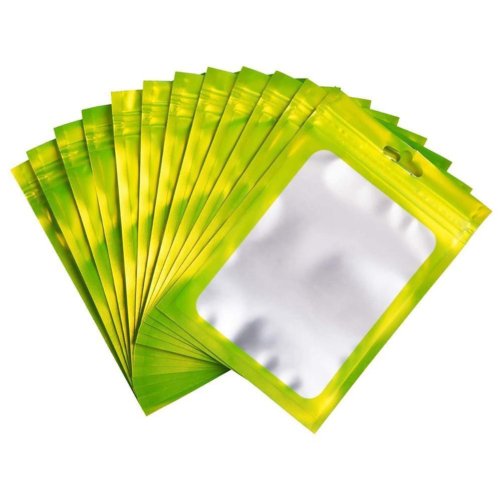 100 stk/pakning matt glidelås plastpose aluminiumsfolie gjenlukkbar liten glidelås vannhologram 6*10cm posesikre poser matte  w3 k 7