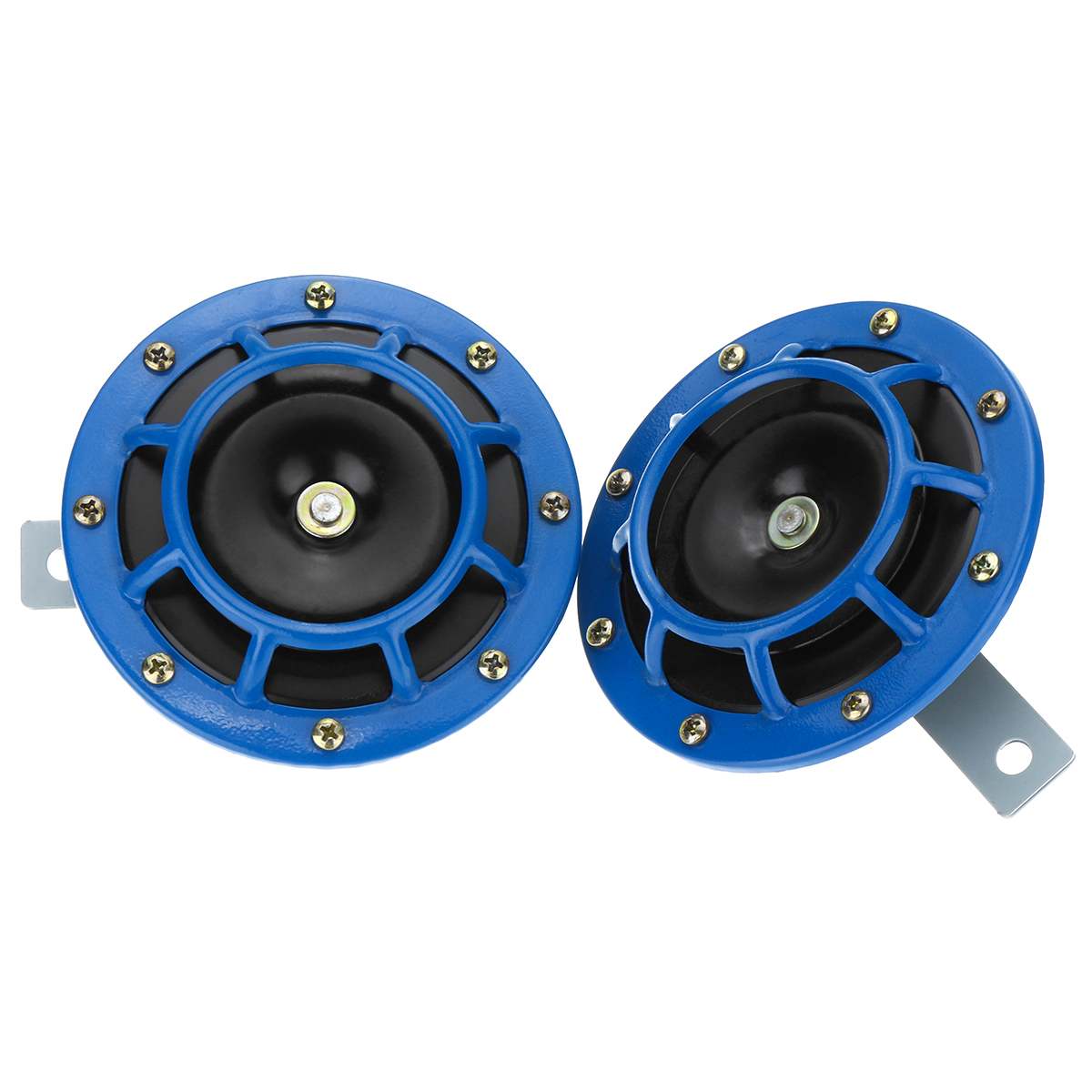 Universal Motorcycle Car Siren Dual Tone Electric Pump Loud Air Horn 12V 139db Off-road Super Loud Compact Electric Blast Tone: Blue