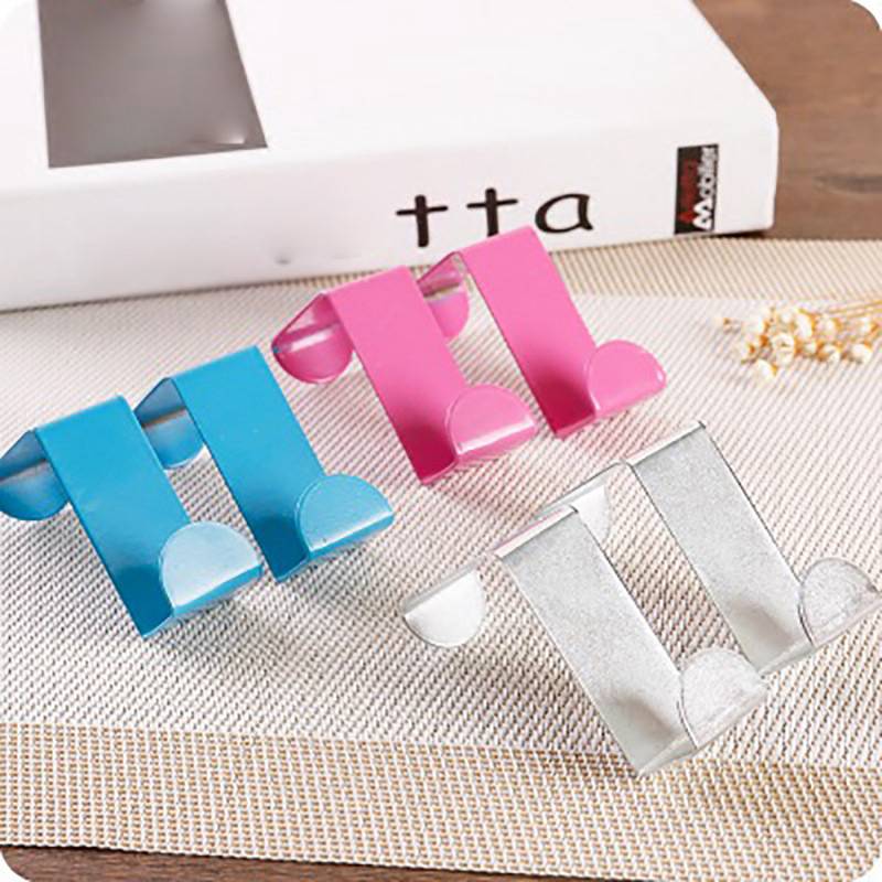 Fad Z-type color door back hook stainless steel nail free traceless door hook door back s clothes hook 2 sets