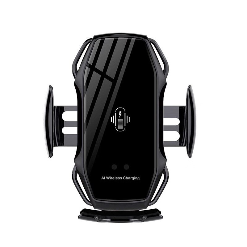 Cargador inalámbrico de 15W con Sensor inteligente para coche, soporte Universal de teléfono de carga rápida para iPhone X 11 12 Pro, carga inalámbrica: Black