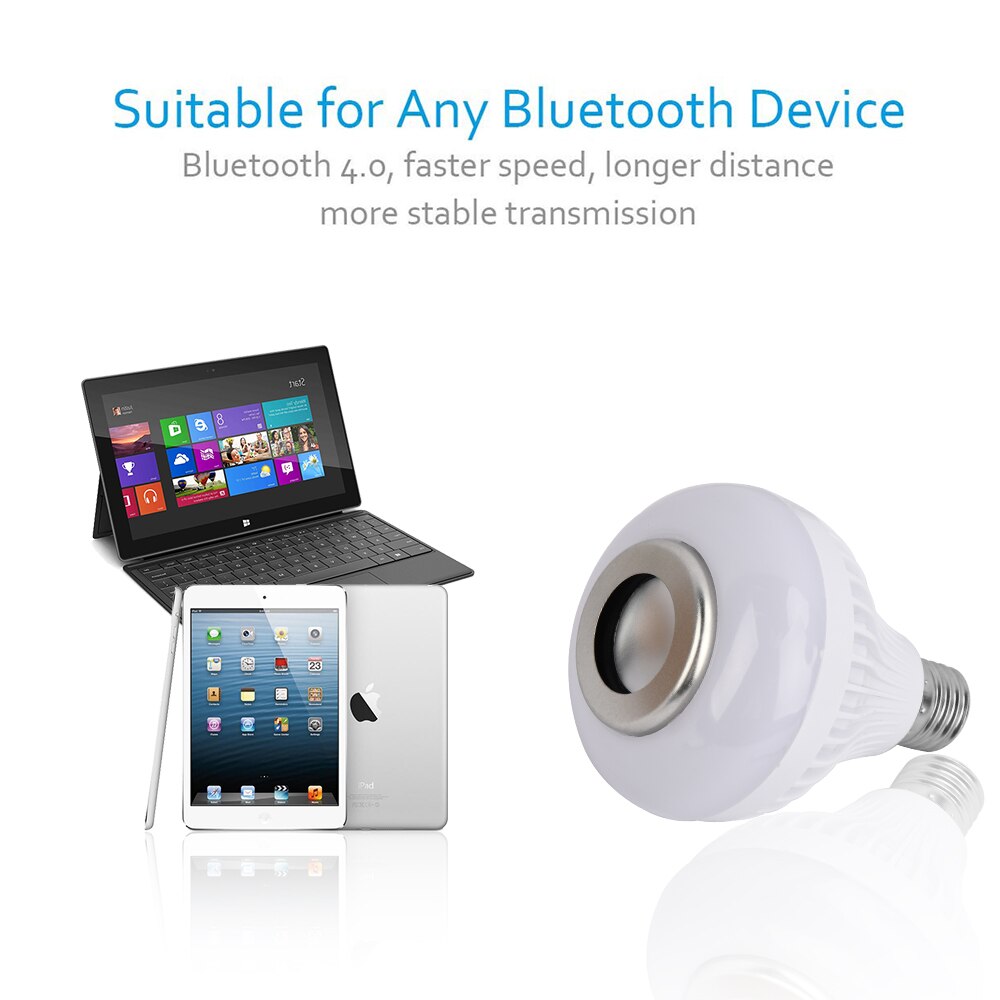 Bombilla Led inteligente E27 RGB con Altavoz Bluetooth, lámpara inalámbrica regulable de 12W para reproducción de música, con Control remoto de 24 teclas