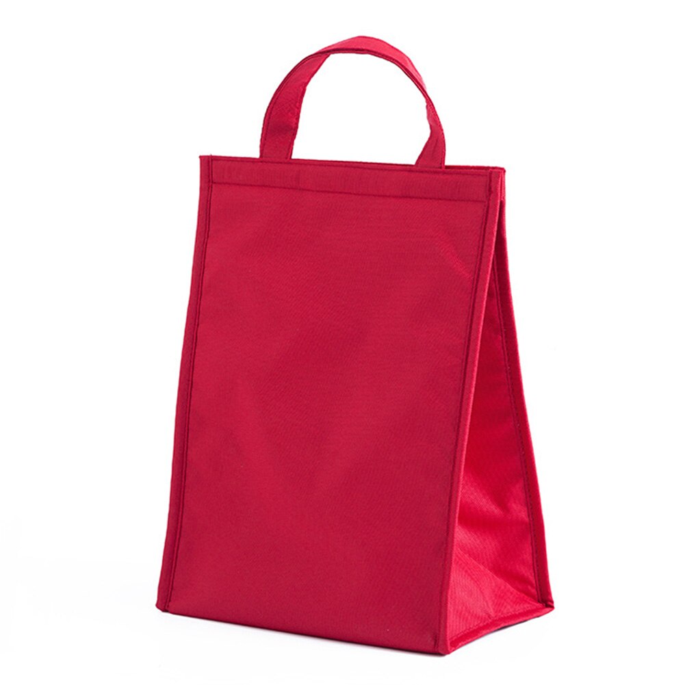 Simple style insulated lunch bag, insulated picnic aluminum foil waterproof lunch bag food preservation storage bag: Red L