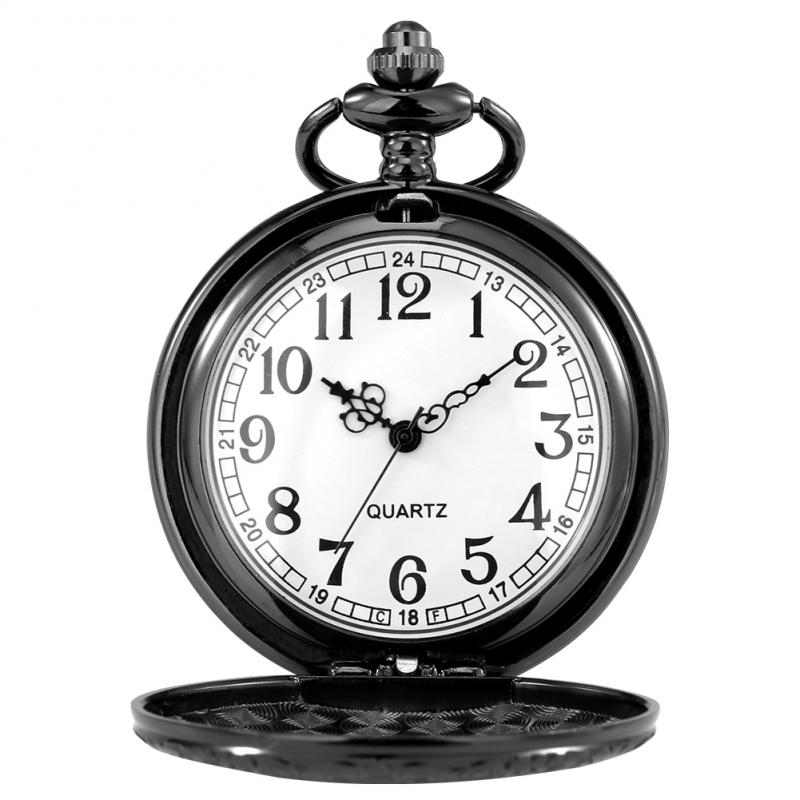 Reloj de bolsillo de cuarzo con grabado Floral antiguo para hombre y mujer, colgante de cadena fina con números arábigos, Estilo Vintage