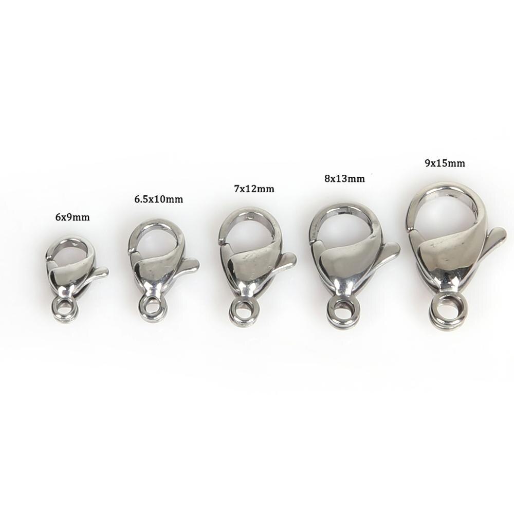 10pcs Stainless Steel Lobster Clasps For Bracelets Necklaces 9-15mm Hooks Chain Closure Findings Accessories For Jewelry Making
