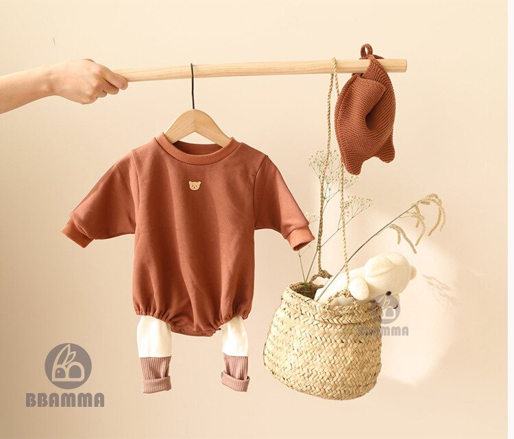 Baby Ein-Stück Anzug Herbst Baumwolle Lose Strampler Junge Baby Romper Onesie Baby Dreieck Einteiliges: Brown / 3M