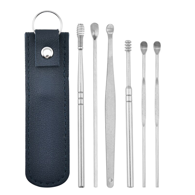 6 Pcs Pro Ear Wax Removal Cleaning Tools Ear Scoop Earpick Earwax Remover Ear Cleaner Stainless Steel Ear Extraction Tool: -N3