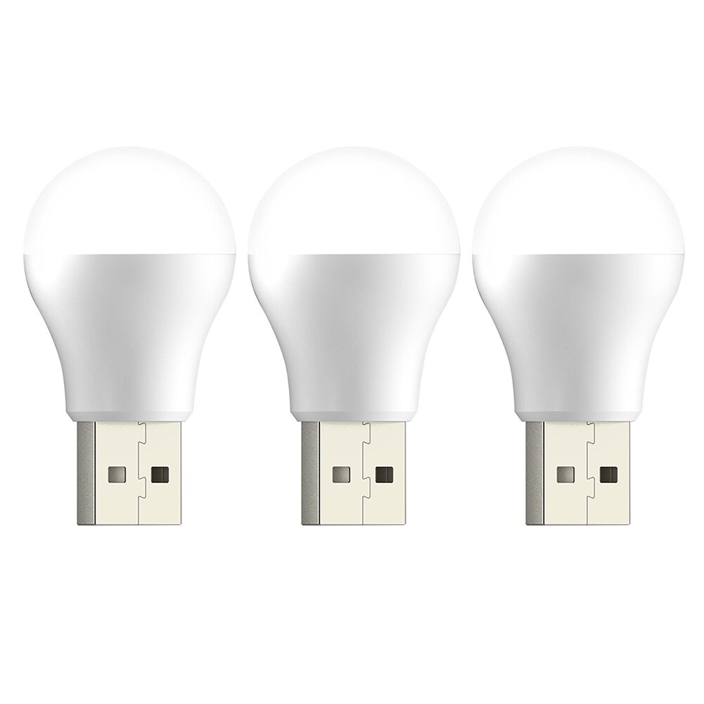 Usb Plug Nachtlampje Draagbare Usb Kleine Boek Lampen Led Leeslamp Oogbescherming Bureaulamp Voor Huishouden Nachtkastje Slaapkamer: 3Pcs White